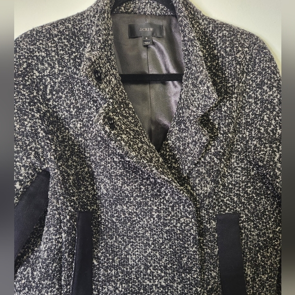 J. Crew wool blend black & white marled boucle tweed jacket size 8 - Picture 9 of 11